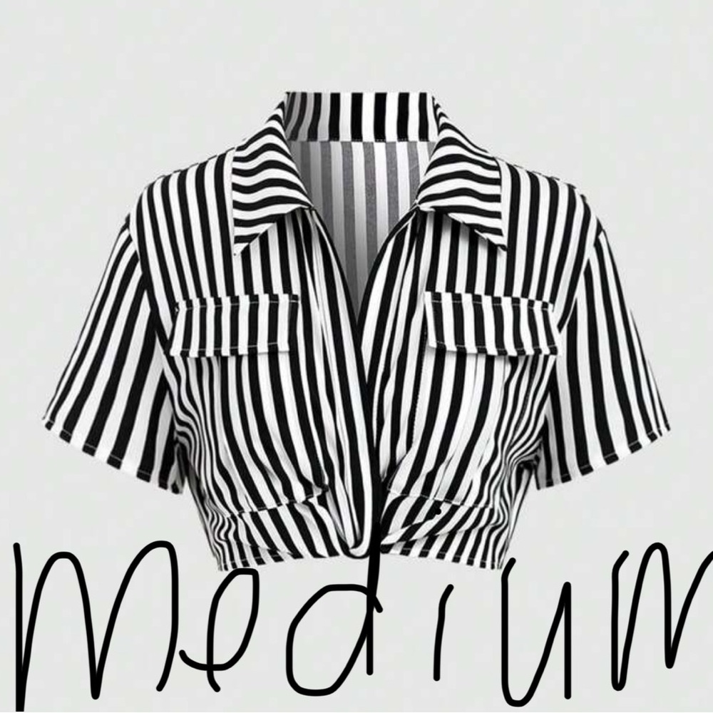 Black and White Striped Crop Top